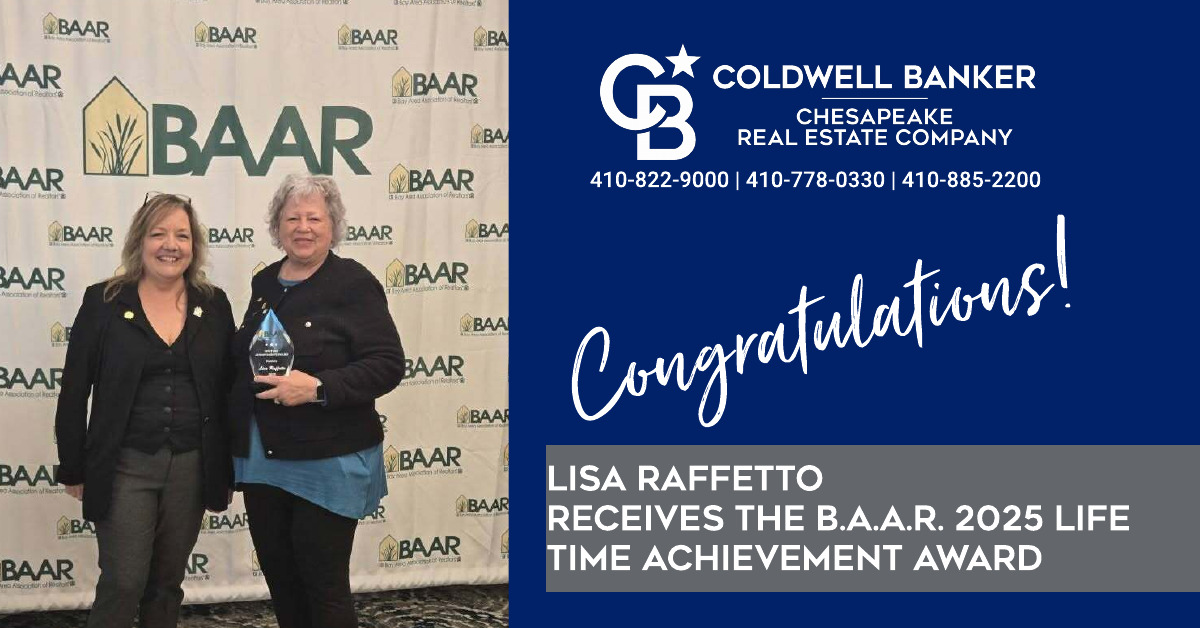 Lisa Raffetto, Realtor, Coldwell Banker Chesapeake receives the 2025 BAAR Lifetime Achievement Award.