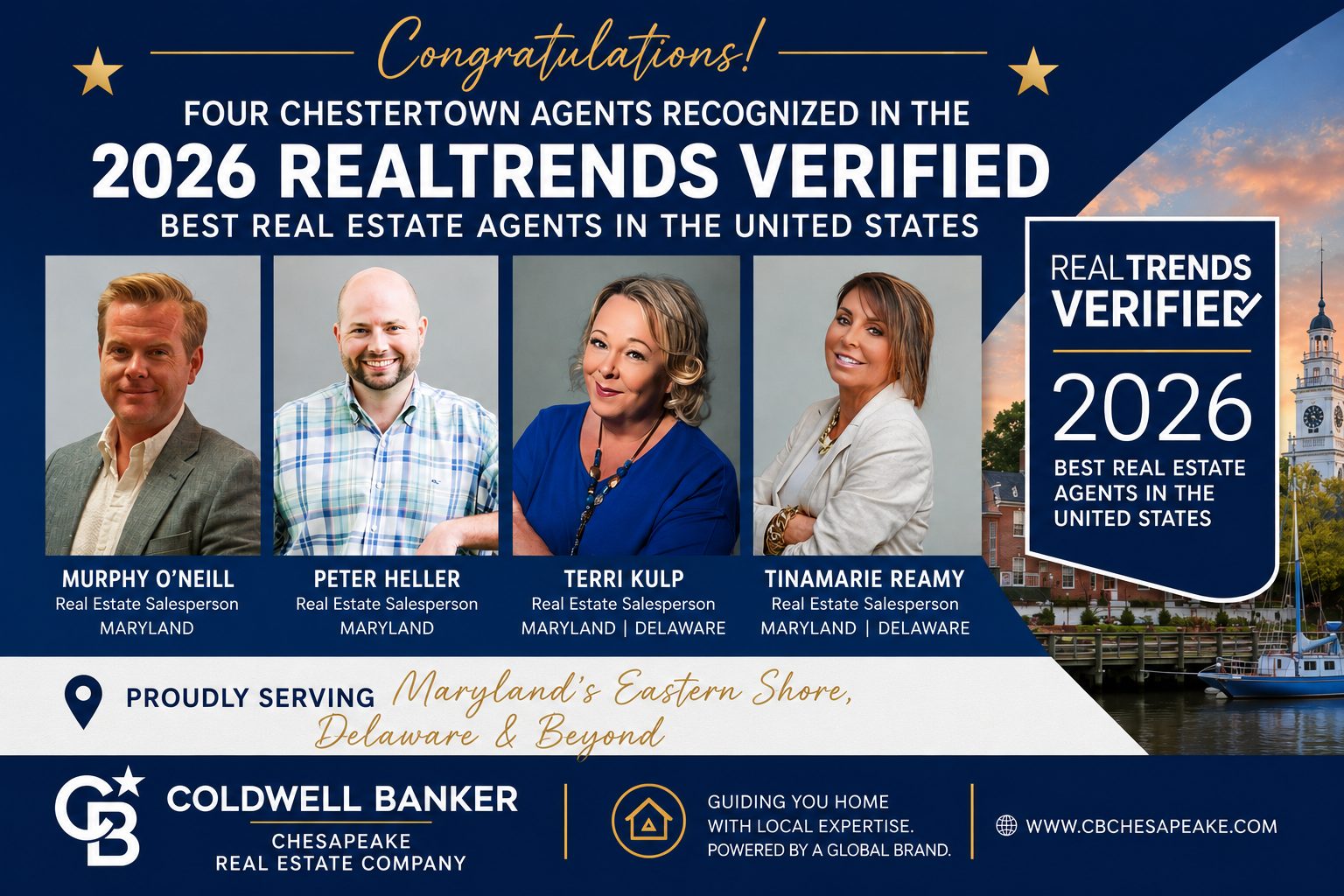Four Chestertown Agents Named to the 2026 RealTrends Verified Rankings